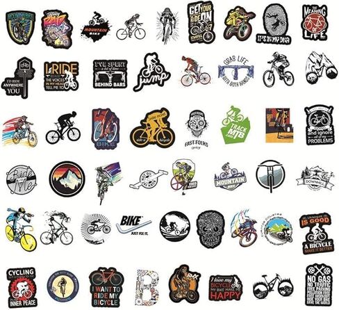 100 Road and Mountain Bike Stickers, Suitable for laptops, Skateboards, Water Bottles, Bicycles, Computers, Graffiti, Teenagers, Boys, Waterproof in Kuwait