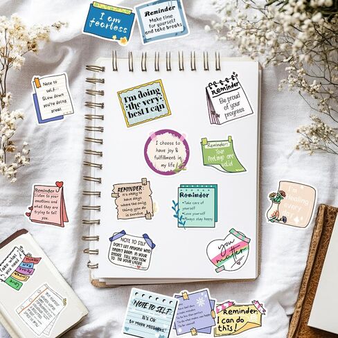 100PCS Motivational Reminder Notes Starry Glitter Stickers Mental Health Awareness Affirmation Waterproof Journal Laptop Water Bottle Scrapbook DIY Decor for Positive Aesthetic Party Decals for Adult in Kuwait