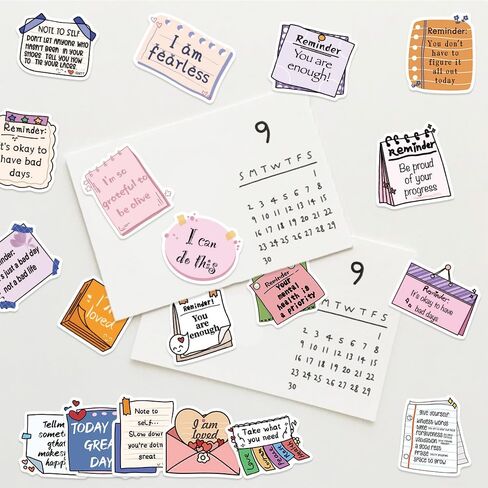 100PCS Motivational Reminder Notes Starry Glitter Stickers Mental Health Awareness Affirmation Waterproof Journal Laptop Water Bottle Scrapbook DIY Decor for Positive Aesthetic Party Decals for Adult in Kuwait