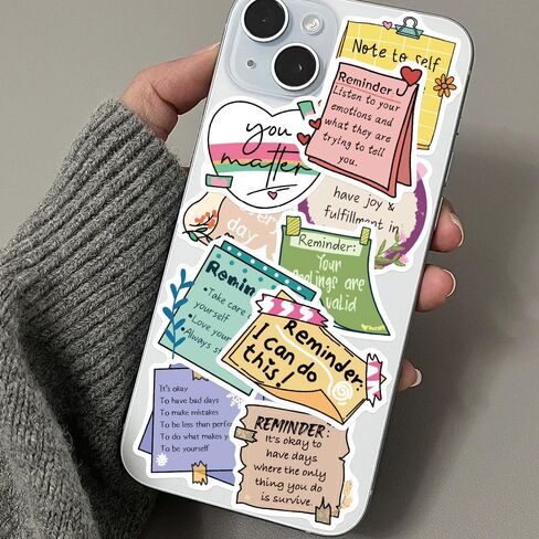 100PCS Motivational Reminder Notes Starry Glitter Stickers Mental Health Awareness Affirmation Waterproof Journal Laptop Water Bottle Scrapbook DIY Decor for Positive Aesthetic Party Decals for Adult in Kuwait