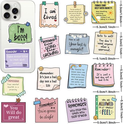 100PCS Motivational Reminder Notes Starry Glitter Stickers Mental Health Awareness Affirmation Waterproof Journal Laptop Water Bottle Scrapbook DIY Decor for Positive Aesthetic Party Decals for Adult in Kuwait