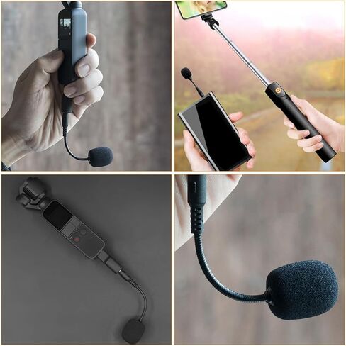 SHINEOFI 2pcs Bendable Noise-canceling Condenser Microphone for Phone Tablet Laptop, Mini Live Streaming Mic Set, Black with 3-Pole and 4-Pole Plugs, Home Recording and Vlogging in Kuwait