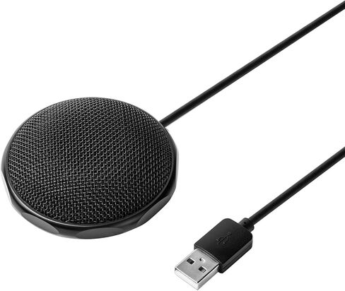 USB Condenser Microphone, Built in Sound Card Noise Cancelling Omnidirectional Cardioid Pickup, with USB Plug and Play, for PC Laptop Online Chat Video Conference Recording Games in Kuwait