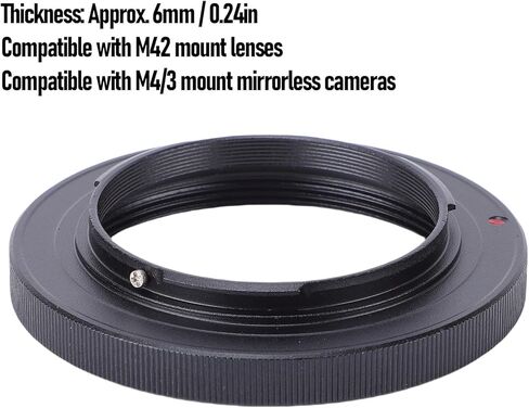 M42 to M43 Lens Adapter, Aluminum Alloy Ultra Slim 6mm Camera Mount Adapter with Focusing Tube Compatibility, for M43 Mirrorless Cameras in Kuwait