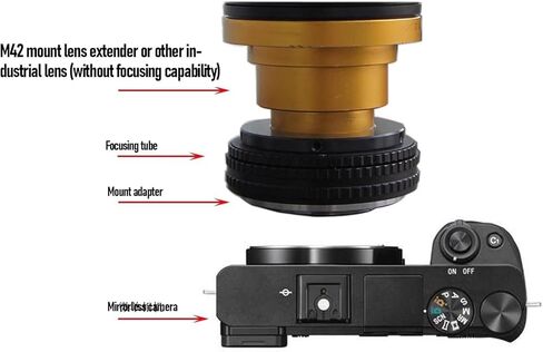 M42 to M43 Lens Adapter, Aluminum Alloy Ultra Slim 6mm Camera Mount Adapter with Focusing Tube Compatibility, for M43 Mirrorless Cameras in Kuwait
