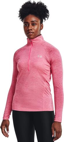 Under Armour Women's Tech Twist ½ Zip Long-Sleeve Pullover , Retro Pink (676)/Metallic Silver , Small in Saudi Arabia