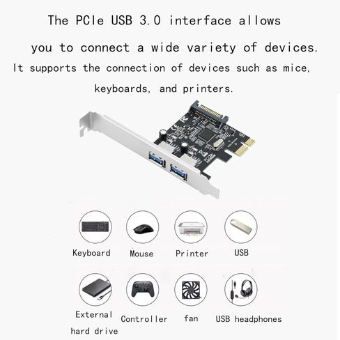 بطاقة توسيع gotor PCIE USB 3.0 بمنفذين PCIE USB 3.0 بطاقة توسيع 5 جيجابت في الثانية لأجهزة الكمبيوتر المكتبية Win وLinux in Kuwait