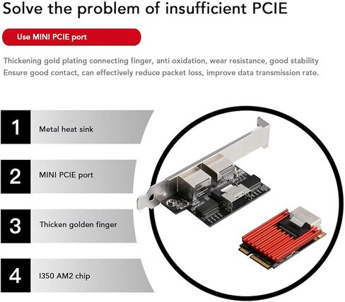 Dual Port PCIe Gigabit Network Card, 1000M PCI Express Ethernet Adapter, Supports IEEE 802.3 IEEE802.3AD, 1G LAN NIC Card for , Server,Linux in Kuwait