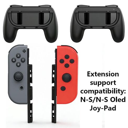 مقبض لجهاز نينتندو سويتش آند سويتش OLED Joy-Con، قطعتان من قبضة التحكم المحمولة مع غطاءين للإبهام، قبضة مريحة مريحة لملحقات Switch Joycon، أسود in Kuwait