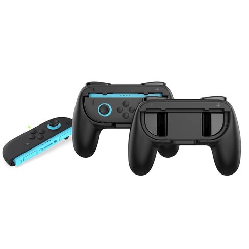 مقبض لجهاز نينتندو سويتش آند سويتش OLED Joy-Con، قطعتان من قبضة التحكم المحمولة مع غطاءين للإبهام، قبضة مريحة مريحة لملحقات Switch Joycon، أسود in Kuwait