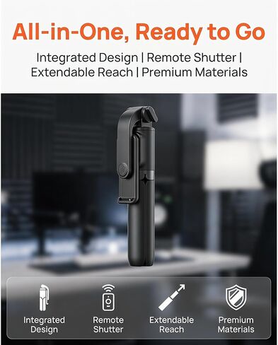 Portable 40Inch Selfie Stick Phone Tripod with Extendable Tripod Stand 360 Rotation Compatible with Smartphone in Kuwait