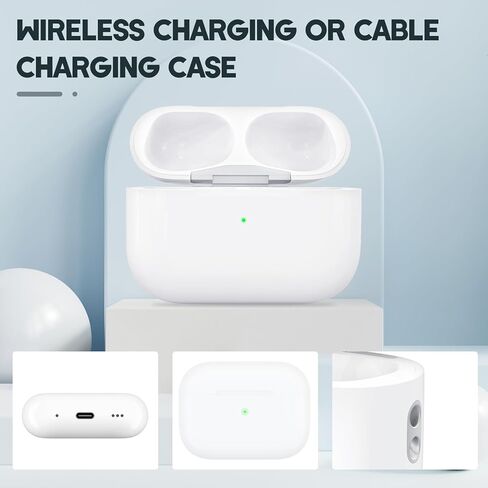 حافظة شحن لـ AirPods Pro الجيل الأول/الثاني، منفذ شاحن لـ Airpod Pro 2nd/1 علبة شاحن بديلة مدمجة 660 مللي أمبير في الساعة تدعم البطارية اللاسلكية والسلكية - بدون سماعات أذن (منفذ USB-C) in Kuwait