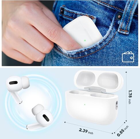 حافظة شحن لـ AirPods Pro الجيل الأول/الثاني، منفذ شاحن لـ Airpod Pro 2nd/1 علبة شاحن بديلة مدمجة 660 مللي أمبير في الساعة تدعم البطارية اللاسلكية والسلكية - بدون سماعات أذن (منفذ USB-C) in Kuwait