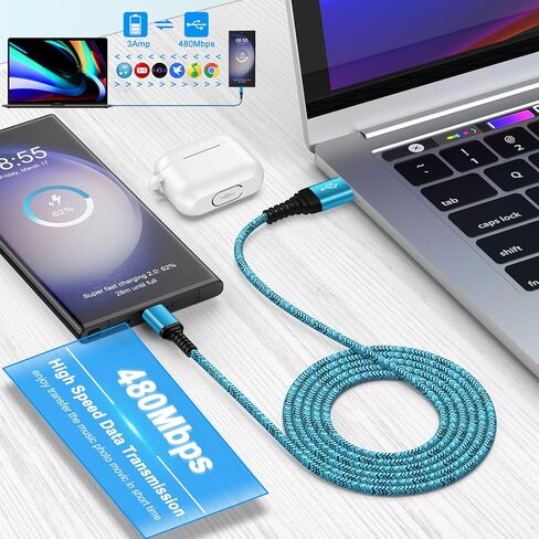 Type C Charger Cord Fast Charging 3 Pack 6FT for iPhone 17e 17 Pro Max 17 Pro 17 Air 16e 16 Pro Max/Plus 15, 3.1A USB A to USB C Cable Android Phone Charger Cord Car Charger for Samsung Galaxy S26 S25 in Kuwait