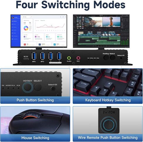 Kvm Switch Displayport EDID 2 شاشات 2 أجهزة كمبيوتر 4K 144 هرتز مفتاح التشغيل السريع تبديل Displayport kvm Switch Edid شاشات مزدوجة dp 1.4 1440P 144 هرتز 165 هرتز 240 هرتز شاشة مزدوجة dp in Kuwait
