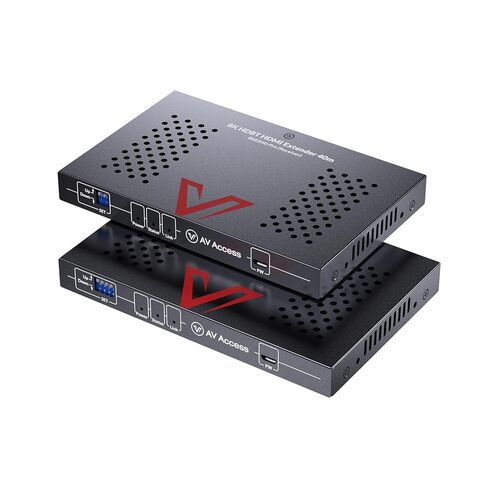 موسع HDMI AV Access 8K فوق Cat 6a/7، موسع HDBaseT بطول 40 مترًا/131 قدمًا يدعم 8K عند 60 هرتز، زمن الوصول الصفري، HDR10، استخراج الصوت، IR/RS232 ثنائي الاتجاه، PoC، HDCP 2.3 وإدارة EDID للمسرح المنزلي in Kuwait