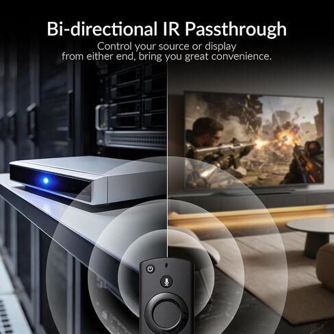 موسع HDMI AV Access 8K فوق Cat 6a/7، موسع HDBaseT بطول 40 مترًا/131 قدمًا يدعم 8K عند 60 هرتز، زمن الوصول الصفري، HDR10، استخراج الصوت، IR/RS232 ثنائي الاتجاه، PoC، HDCP 2.3 وإدارة EDID للمسرح المنزلي in Kuwait