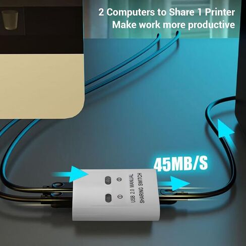 GOWENIC USB2.0SwitchSelector, High Speed Transmission, Time Saving and Effortless, with USB 2.0 interfaces, for 2 Computers Share 1 Printer Device in Kuwait