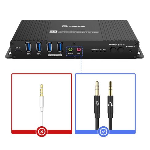 Kvm Switch DisplayPort 2 شاشات 2 أجهزة كمبيوتر EDID 4K 144 هرتز مفتاح التشغيل السريع مفاتيح kvm شاشة مزدوجة DisplayPort edid 1440P 144 هرتز 165 هرتز 240 هرتز مفتاح التشغيل السريع in Kuwait