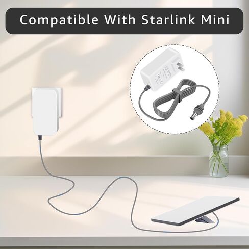 محول إمداد الطاقة Sigely لجهاز Starlink Mini، شاحن 30 فولت 2 أمبير 60 واط مع كابل 4.9 قدم، سلك طاقة بديل للشحن السريع لطبق القمر الصناعي Starlink Mini in Kuwait