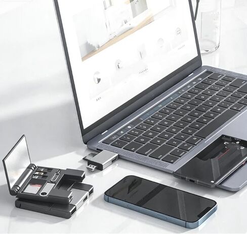 Multi-Function Card Reader Storage Box, High Speed Mobile Phone Memory/TF Card/SD Card/SIM Card/Card Pin Type-c Storage Box, for Type-c Laptop, iPhone in Kuwait