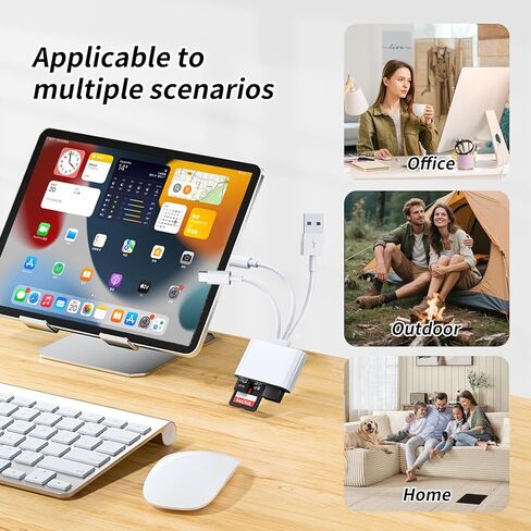 3IN3 SD Card Reader,USB C SD Card Reader,supports SD and MicroSD memory card adapter(includes USB A female port),compatible with flash drives,iPhone 15/16,MacBook,Mac,Trail Camera viewer,Plug and play in Kuwait