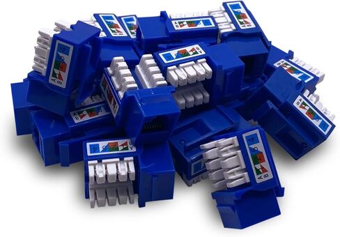Cat6 Keystone Jacks 10-Pack in Blue Female RJ45 Connectors - Blue Keystone Jack in Kuwait