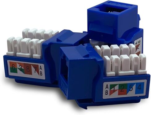 Cat6 Keystone Jacks 10-Pack in Blue Female RJ45 Connectors - Blue Keystone Jack in Kuwait