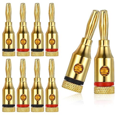 5 Pairs Bannana Plugs for Speakers 8 Plugs Speaker Banana Plug Gold Plated Open Screw Type Brass Connector Black Red Shell Banana Plug for Speaker Stereo Wire Home Theater Amplifiers Sound Systems in Kuwait