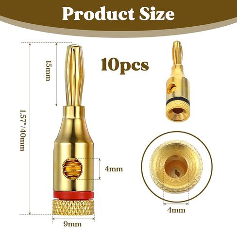 5 Pairs Bannana Plugs for Speakers 8 Plugs Speaker Banana Plug Gold Plated Open Screw Type Brass Connector Black Red Shell Banana Plug for Speaker Stereo Wire Home Theater Amplifiers Sound Systems in Kuwait