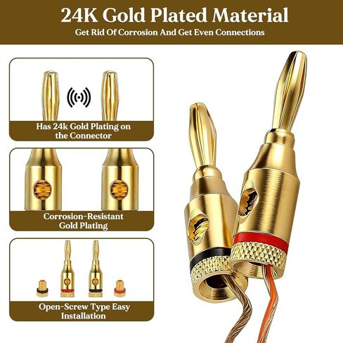 5 Pairs Bannana Plugs for Speakers 8 Plugs Speaker Banana Plug Gold Plated Open Screw Type Brass Connector Black Red Shell Banana Plug for Speaker Stereo Wire Home Theater Amplifiers Sound Systems in Kuwait