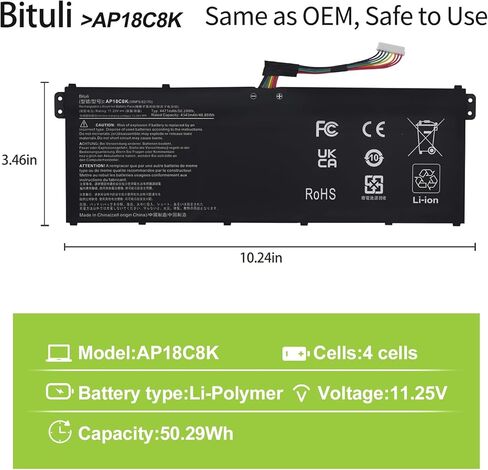 AP18C8K استبدال بطارية الكمبيوتر المحمول لشركة أيسر أسباير 5 A514-52 A514-54 A514-54G 7 A715-42G سويفت 3 SF314-42 SF314-57 SF314-57G SF314-58 SF314-58G SF314-59 Chromebook CB315-3H in Kuwait