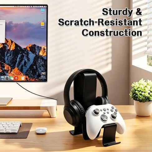 2 in 1 Headphone Stand & Game Controller Stand, Wave-Shaped Universal Headset Organizer，Compatible with All Over-Ear Headphones & Xbox/PS/PC Controllers in Kuwait