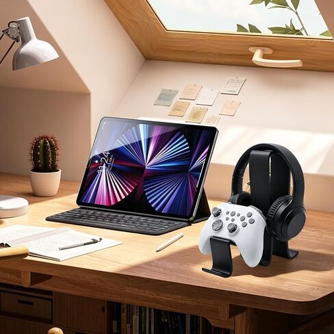 2 in 1 Headphone Stand & Game Controller Stand, Wave-Shaped Universal Headset Organizer，Compatible with All Over-Ear Headphones & Xbox/PS/PC Controllers in Kuwait