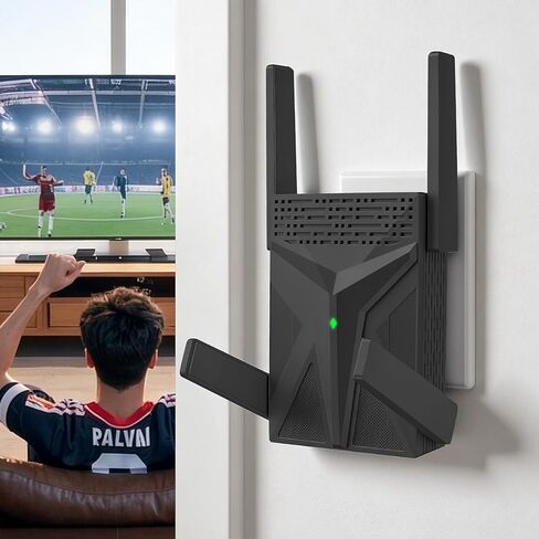 موسع 2026 AX1800 WiFi 6، معزز إشارة موسع WiFi للمنزل ثنائي النطاق (2.4G/5.8G)، معزز WiFi مع نقطة وصول أسرع 8X، حتى 17,888 قدم مربع. ودعم أكثر من 135 جهازًا ذكيًا سهل الإعداد (أسود) in Kuwait