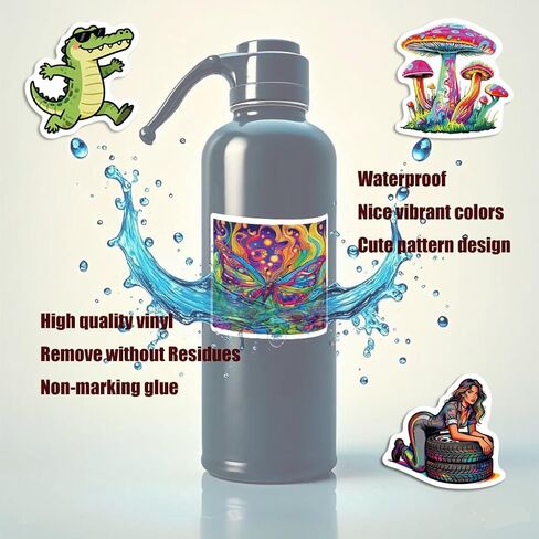 100 Pcs Cool Trippy Hippie Stickers Pack for Adults - Vinyl Aesthetic Decals for Water Bottles, Laptops, Journal, Scrapbook, Kindle Cases in Kuwait