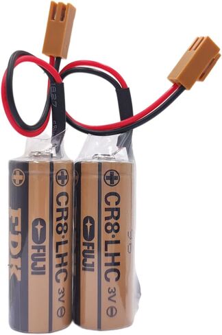 (عبوة من 50) بطارية CR8-LHC 17450 3 فولت لبطارية فوجي FDK CR8.LHC Fanuc A98L-0031-0012 A02B-0200-K102 بطارية احتياطية مع قابس بني in Kuwait
