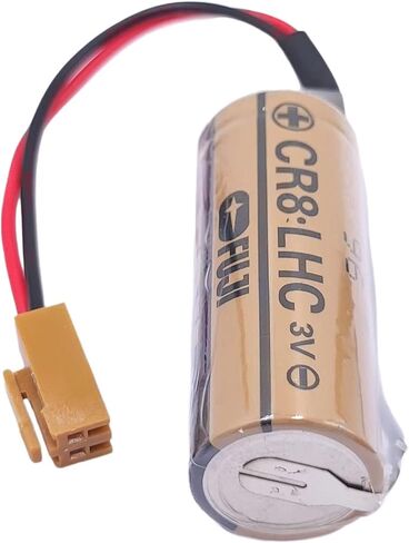 (عبوة من 50) بطارية CR8-LHC 17450 3 فولت لبطارية فوجي FDK CR8.LHC Fanuc A98L-0031-0012 A02B-0200-K102 بطارية احتياطية مع قابس بني in Kuwait
