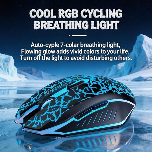 【 كفاءة إضاءة RGB - التوصيل والتشغيل 】 ماوس سلكي USB للألعاب الاحترافي 2026، مستشعر بصري 4800 نقطة في البوصة، ماوس ألعاب بصري مريح، مناسب لأجهزة الكمبيوتر المحمولة in Kuwait