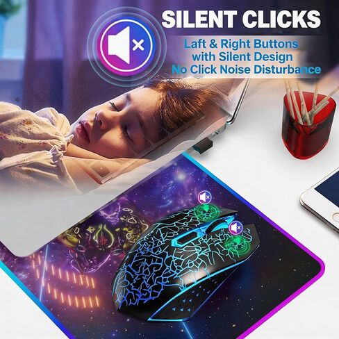 【 كفاءة إضاءة RGB - التوصيل والتشغيل 】 ماوس سلكي USB للألعاب الاحترافي 2026، مستشعر بصري 4800 نقطة في البوصة، ماوس ألعاب بصري مريح، مناسب لأجهزة الكمبيوتر المحمولة in Kuwait