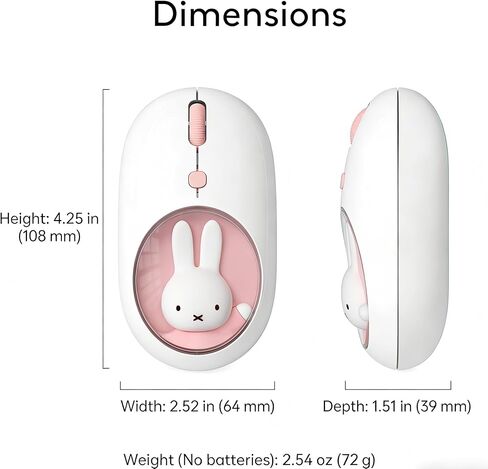 ماوس MiPow x Miffy Bluetooth اللاسلكي، ماوس صغير محمول، مناسب لأجهزة الكمبيوتر المحمولة والأجهزة اللوحية وما إلى ذلك. تتبع سلس، متوافق مع أجهزة الكمبيوتر الشخصية وأجهزة Mac وWindows وmacOS. هدية لعيد الأم in Kuwait