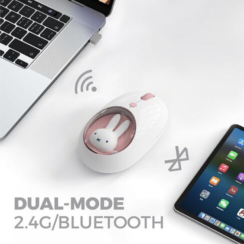 ماوس MiPow x Miffy Bluetooth اللاسلكي، ماوس صغير محمول، مناسب لأجهزة الكمبيوتر المحمولة والأجهزة اللوحية وما إلى ذلك. تتبع سلس، متوافق مع أجهزة الكمبيوتر الشخصية وأجهزة Mac وWindows وmacOS. هدية لعيد الأم in Kuwait
