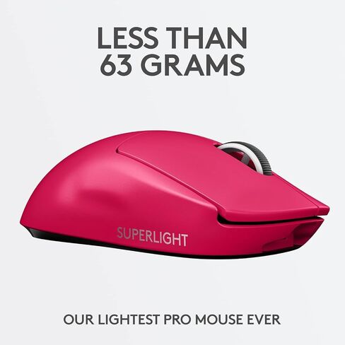 Logitech G PRO X Superlight Wireless Gaming Mouse, Ultra-Lightweight, Hero 25K Sensor, 25,600 DPI, 5 Programmable Buttons, Long Battery Life, Compatible with PC/Mac - Magenta (Renewed) in Kuwait