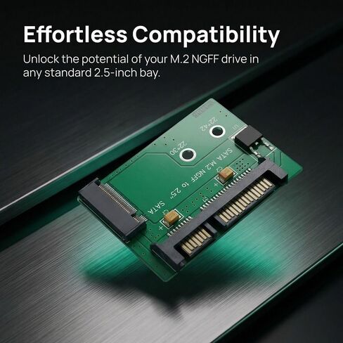 بطاقة محول M.2 NGFF إلى SATA3 - محول SSD مقاس 22 × 42 مم لحاوية محرك الأقراص الثابتة مقاس 2.5 بوصة، سهلة التركيب in Kuwait
