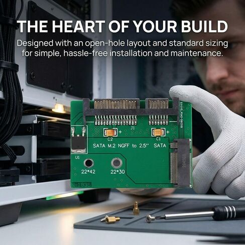 بطاقة محول M.2 NGFF إلى SATA3 - محول SSD مقاس 22 × 42 مم لحاوية محرك الأقراص الثابتة مقاس 2.5 بوصة، سهلة التركيب in Kuwait