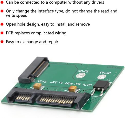بطاقة محول M.2 NGFF إلى SATA3 - محول SSD مقاس 22 × 42 مم لحاوية محرك الأقراص الثابتة مقاس 2.5 بوصة، سهلة التركيب in Kuwait