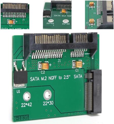 بطاقة محول M.2 NGFF إلى SATA3 - محول SSD مقاس 22 × 42 مم لحاوية محرك الأقراص الثابتة مقاس 2.5 بوصة، سهلة التركيب in Kuwait