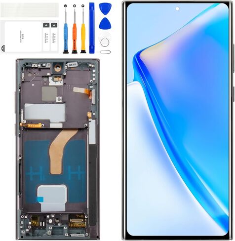 شاشة OLED Galaxy S22 Ultra 5G LCD بديلة لشاشة Samsung Galaxy S22 Ultra LCD تعمل باللمس مع إطار + مجموعة أدوات S908U S908A SM-S908U الإصدار الأمريكي أسود in Kuwait
