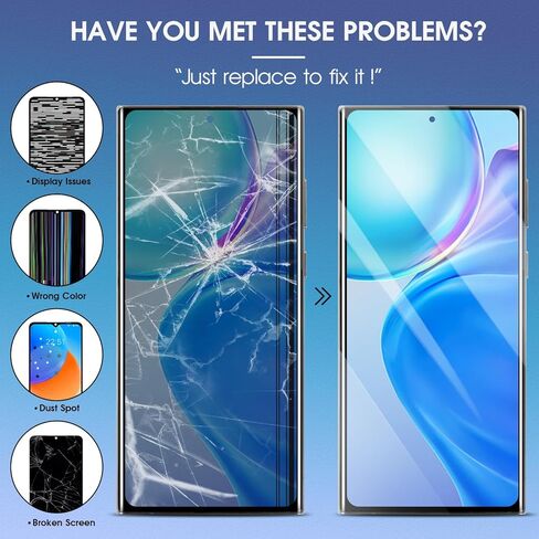 شاشة OLED Galaxy S22 Ultra 5G LCD بديلة لشاشة Samsung Galaxy S22 Ultra LCD تعمل باللمس مع إطار + مجموعة أدوات S908U S908A SM-S908U الإصدار الأمريكي أسود in Kuwait