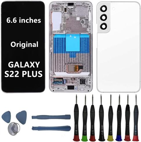 شاشة AMOLED أصلية 6.6 بوصة لهاتف Samsung Galaxy S22 Plus مجموعة محول رقمي لشاشة تعمل باللمس S22plus 5G SM-S906U SM-S906B SM-S906E استبدال الشاشة (مع إطار ذهبي + غطاء خلفي + أدوات) in Kuwait